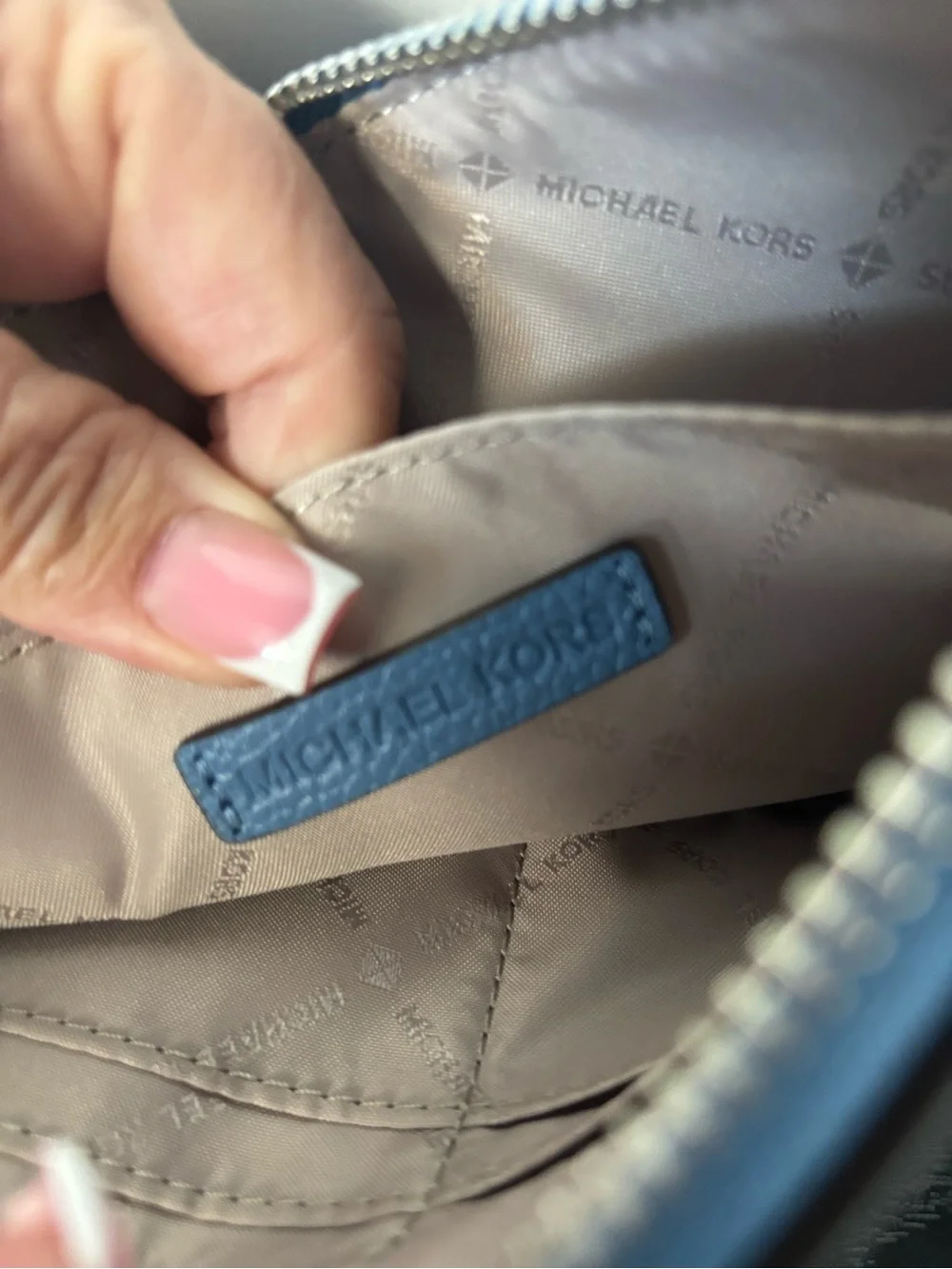 Michael Kors Light Blue Leather Zip Pouch